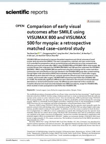 Comparison of early visual outcomes after SMILE using VISUMAX 800 and VISUMAX 500 for myopia: a retrospective matched case–control study Scientific Reports 표지